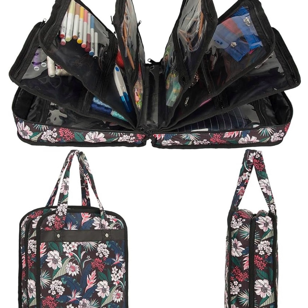 Floral Multi-Compartment Organizer Bag